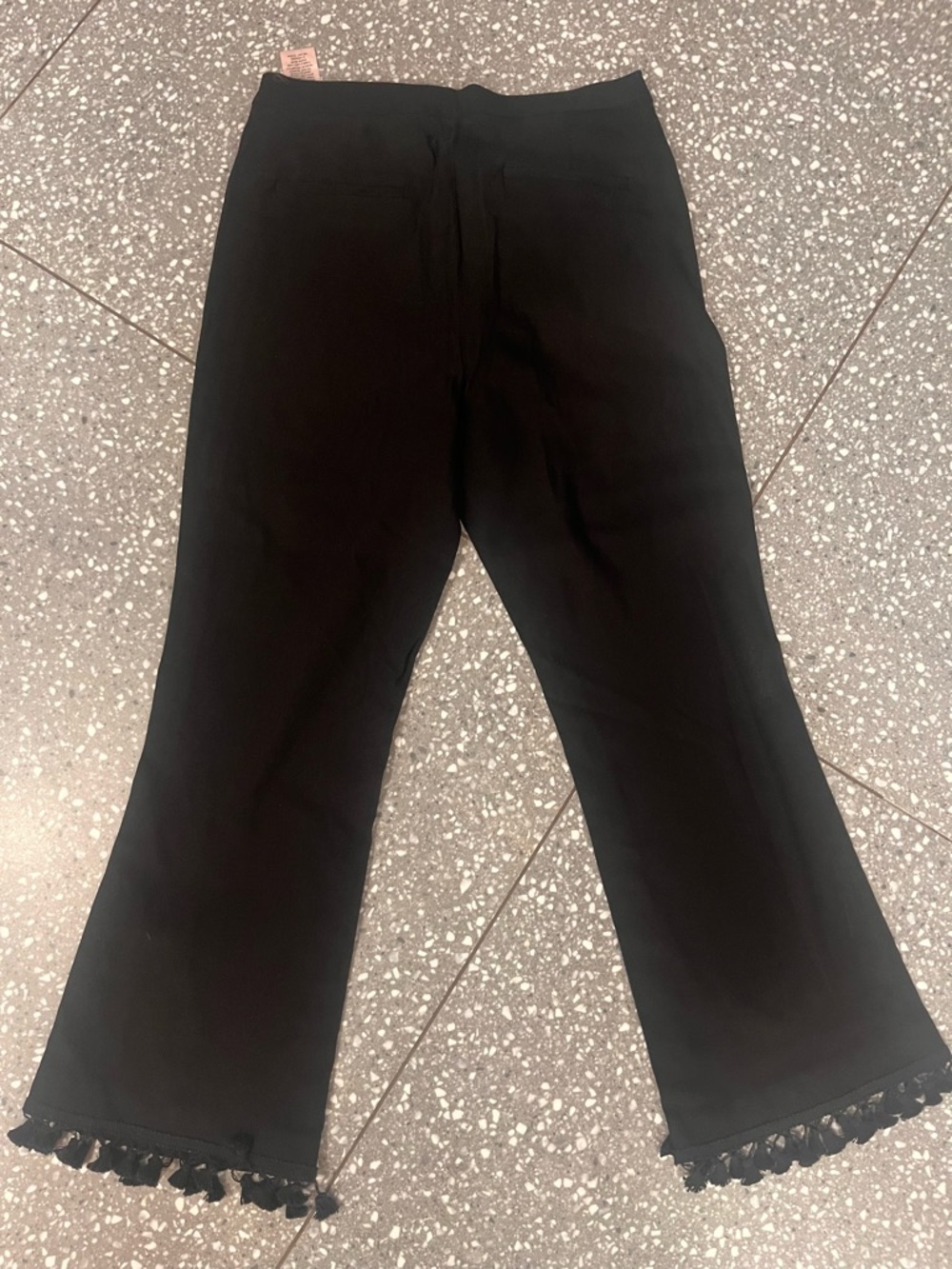 Nanette Lepore Black womens Tassel-Hem cropped Flared Bottoms